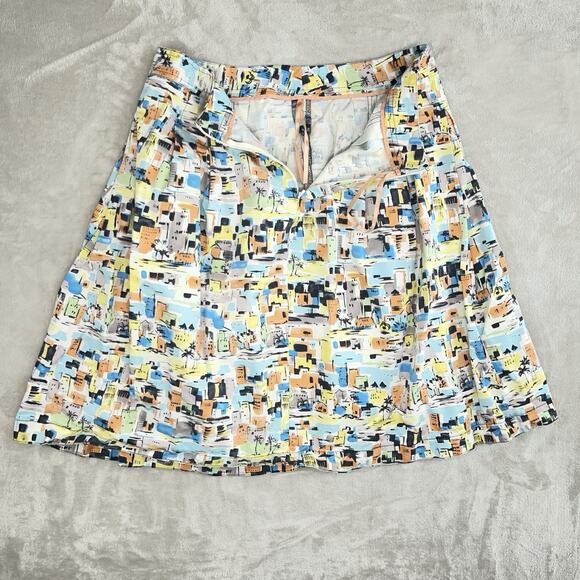 IE Pleated Cityscape Skirt Knee Length A Line Size 12 Maximalism Abstract - Picture 3 of 8